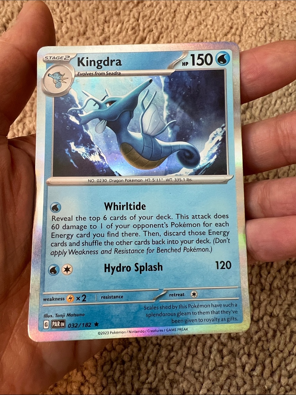Pokemon Kingdra Holographic Blue Water Trading Card